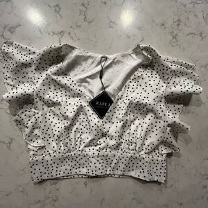ZAFUL White Polka Dot Women's Top